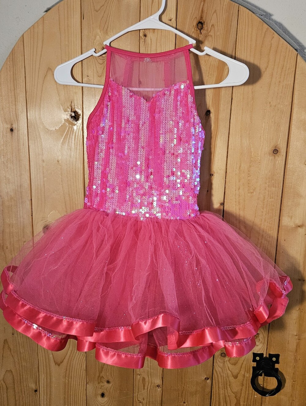 Girl's Dancewear: Gracie Hot Pink Tutu with hair Clip, Size MC